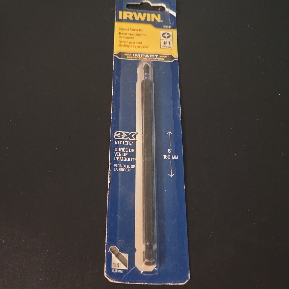 Irwin 6" Phillips #1 Steel Impact Power Bit - 1837451